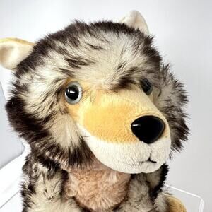 Petting Zoo Wolf Plush Stuffed Animal Gray Brown Realistic 11” Eco Friendly Soft